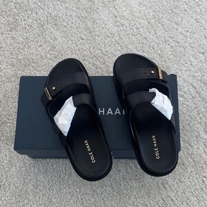Cole Haan Marisol Black Footbed Sandals, Sizes: 7 & 8 Available, NWT